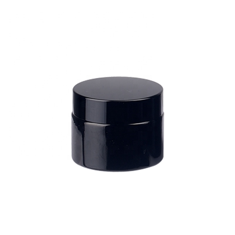 personal care 50g black glass cosmetic jar 50ml empty cream glass jar with wooden lid