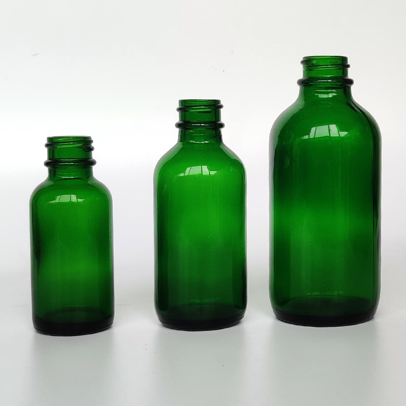 personal care blue green boston round glass bottle 15ml