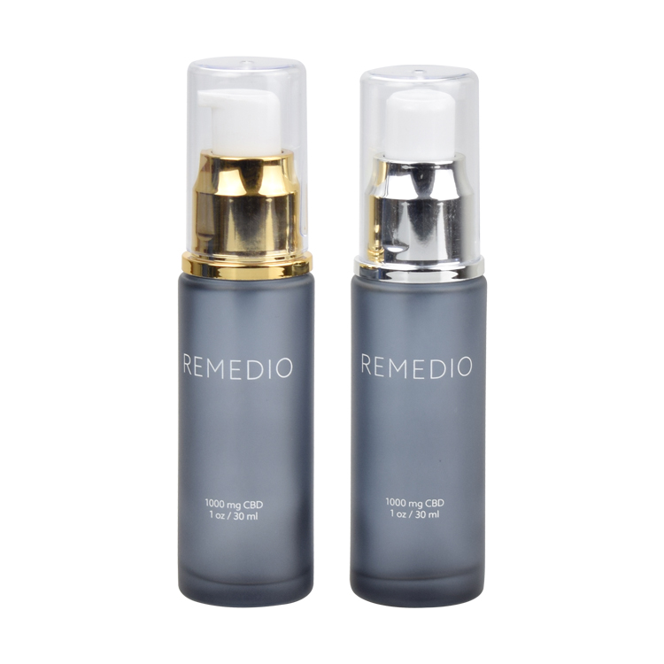 personal care container 20ml 30ml 50ml matte grey mold glass serum oil foundation bottle with gold lotion pump