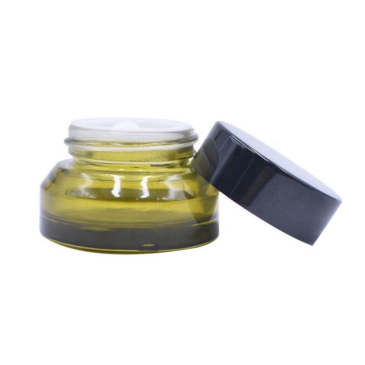 personal care eye cream facial cream green color empty slant shoulder 15g small cosmetic jar glass