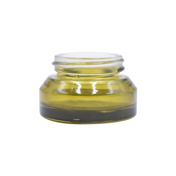 personal care eye cream facial cream green color empty slant shoulder 15g small cosmetic jar glass