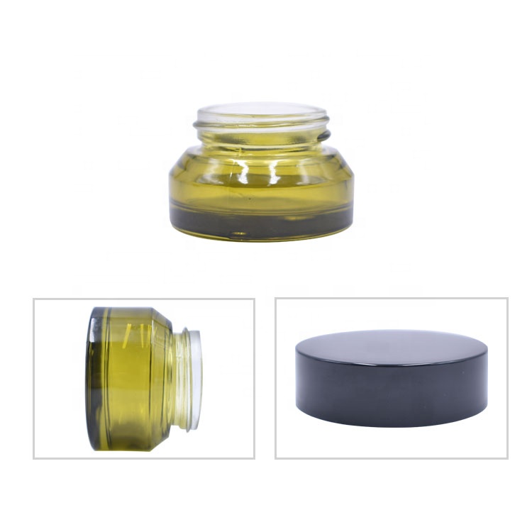 personal care eye cream facial cream green color empty slant shoulder 15g small cosmetic jar glass