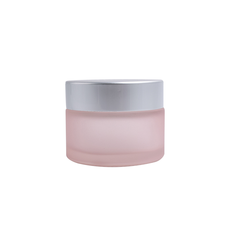 personal care package  15ml matte pink glass cream  jar with aluminum  lid