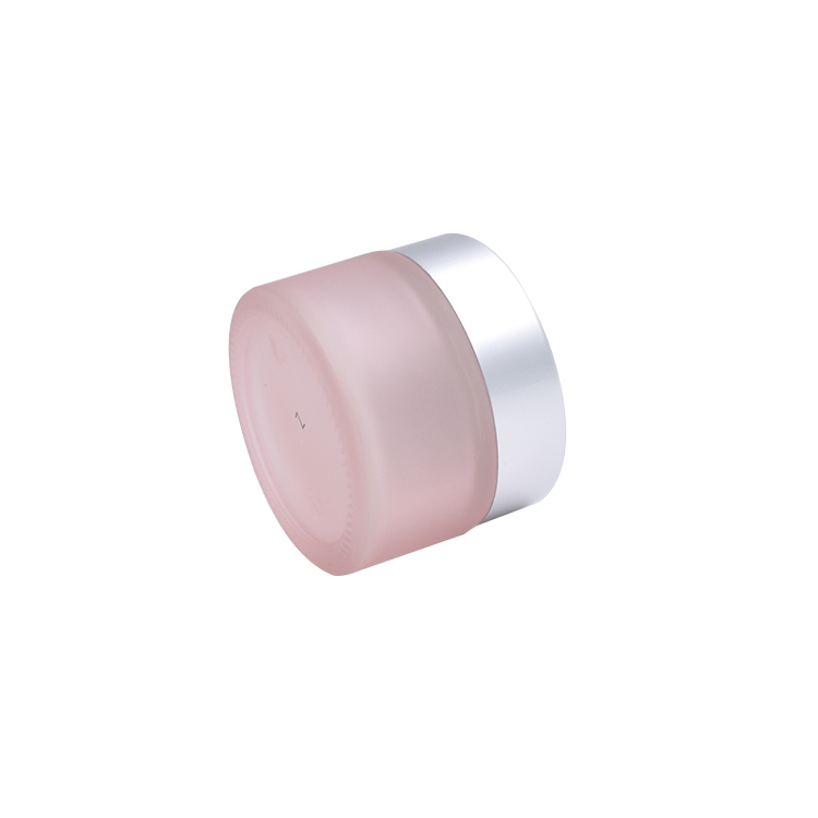 personal care package 15ml matte pink glass cream jar with aluminum lid