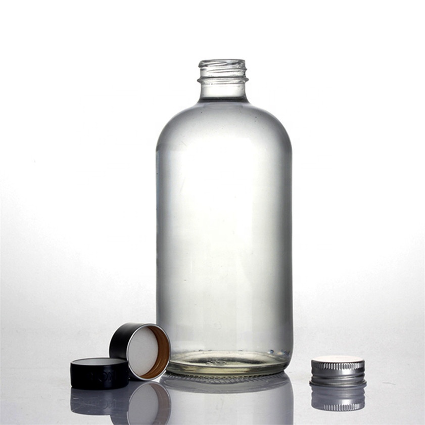personal logo flint clear frosted printing milk empty 250ml 375ml 500ml water sanitizer  liquor glass boston bottle 500ml
