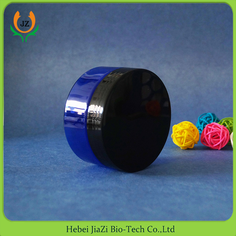 pets plastics jars cosmetic jars plastic blue 200g with black plastic lid