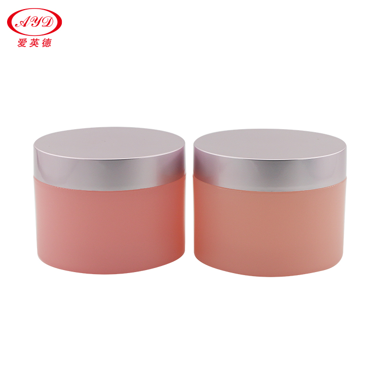 pink container jars ShaoXing factory manufacture cheap price round pink cosmetic face hand pink jars with white lid