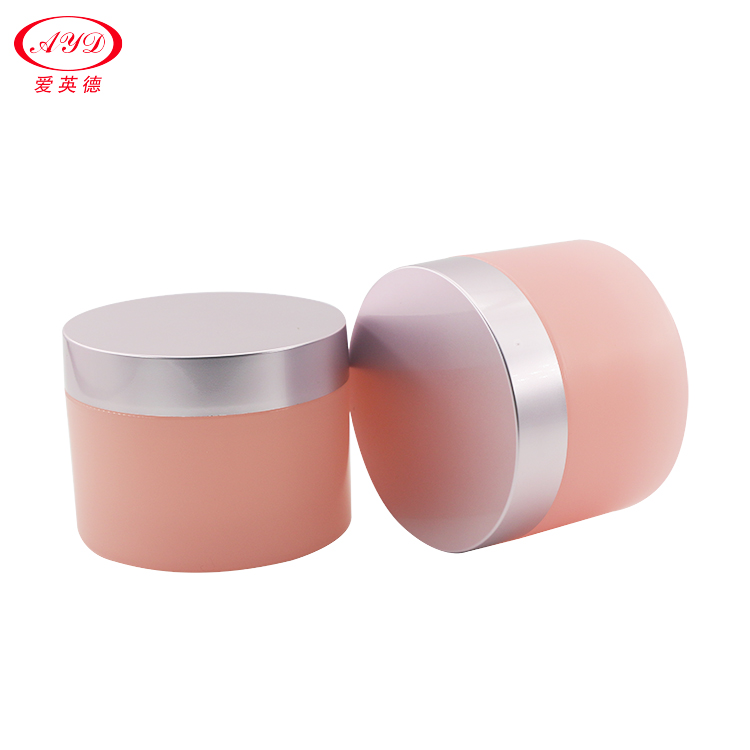 pink container jars ShaoXing factory manufacture cheap price round pink cosmetic face hand pink jars with white lid