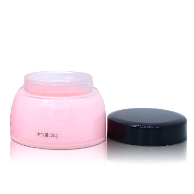 pink empty 50g cosmetic packaging face cream jar plastic skin care  jar with black cap
