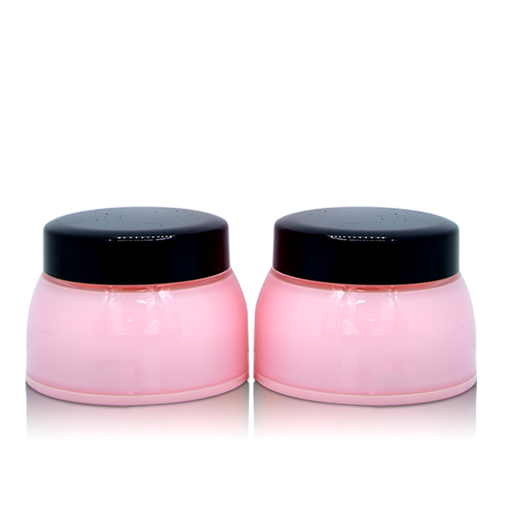 pink empty 50g cosmetic packaging face cream jar plastic skin care jar with black cap