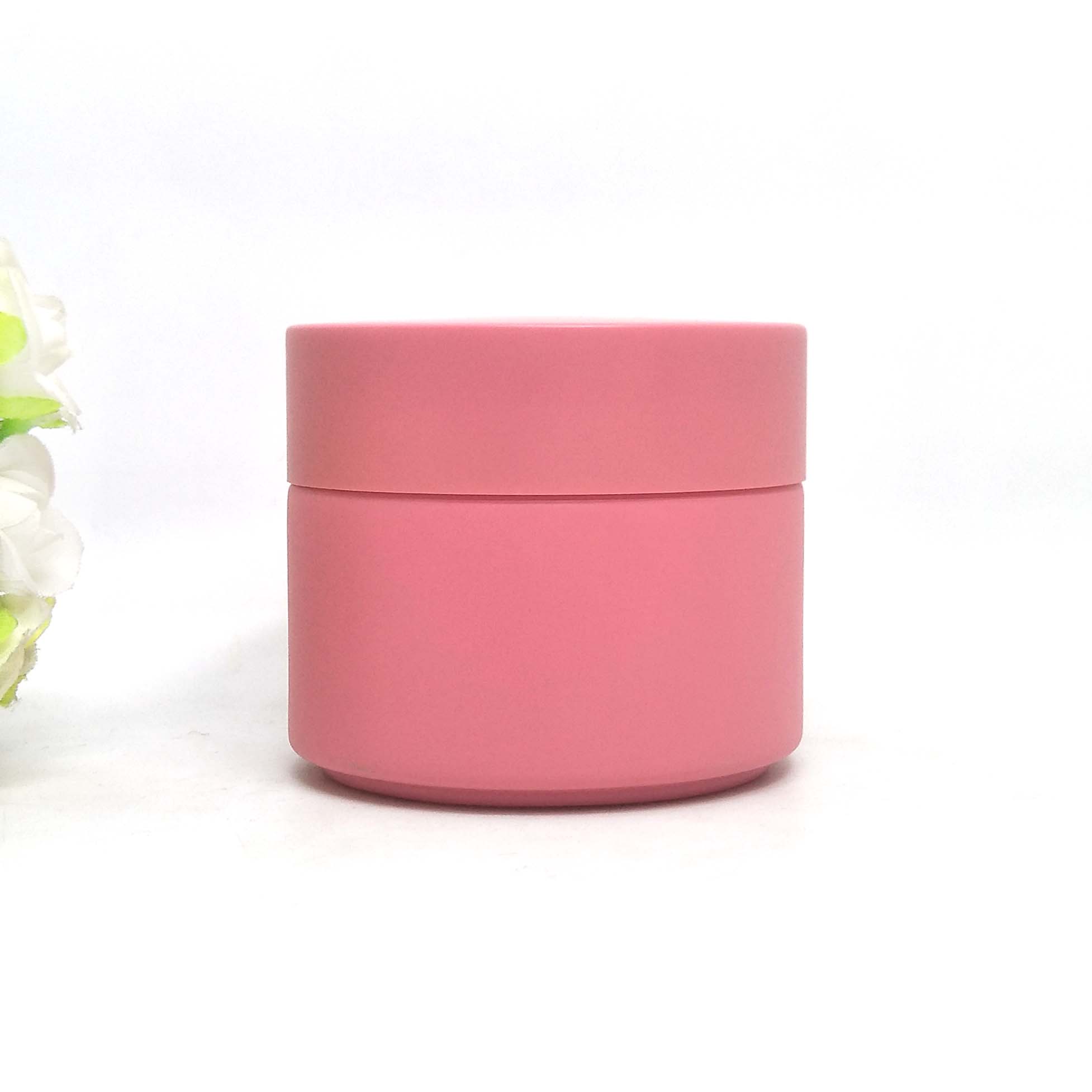 pink matte glass bottle pearl white porcelain cosmetic jar 100g