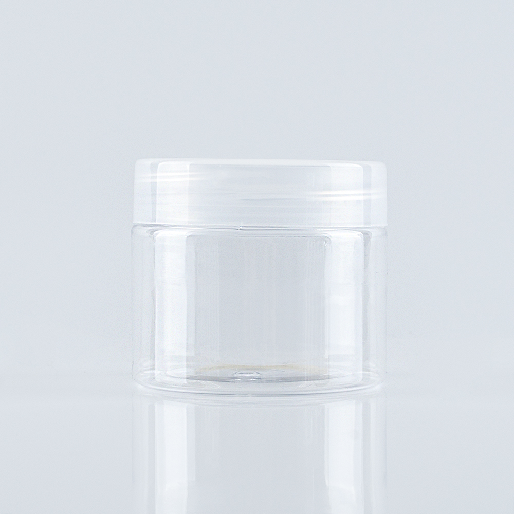 plastic PET facial clear jarscosmetic 50g cream jar with white lid