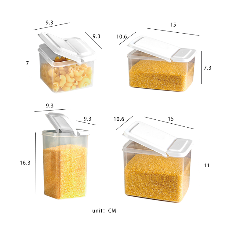 plastic PP food storage containers set dry food cereal fridge container box kitchen cereal storage jar