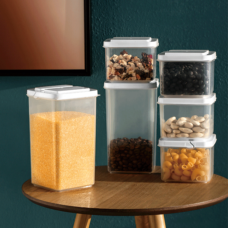 plastic PP food storage containers set dry food cereal fridge container box kitchen cereal storage jar
