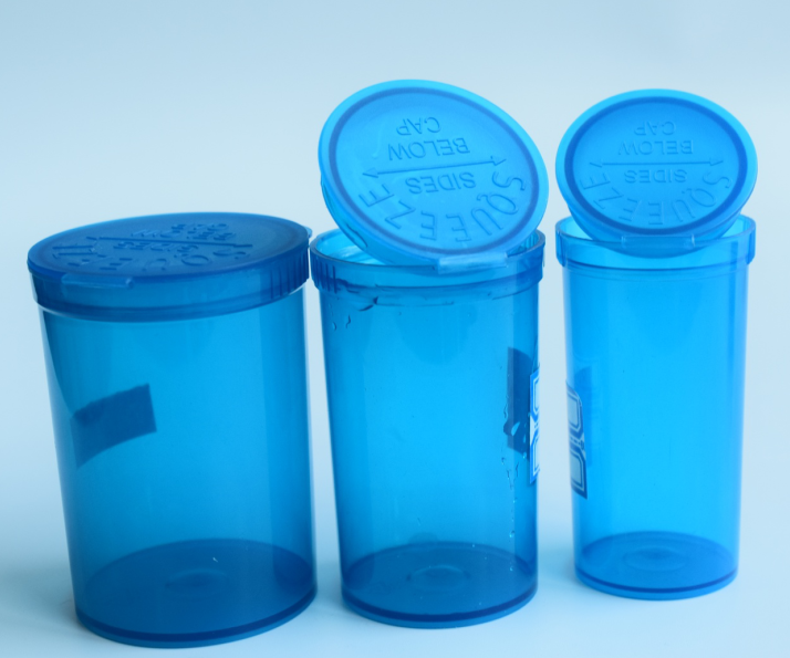 plastic big size child lock medicine pill bottle pharmacy capsule vials cbd storage with childproof push cover