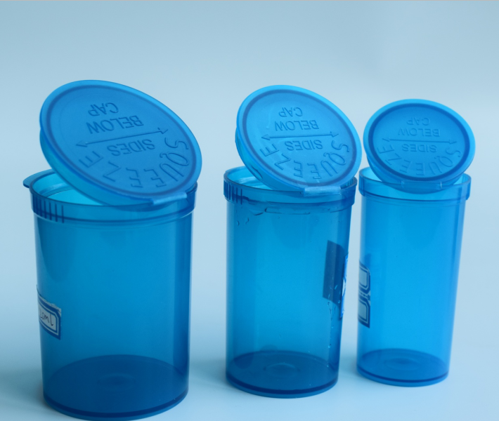 plastic child medicine jars  pharmacy capsule vials cbd storage with childproof push lid