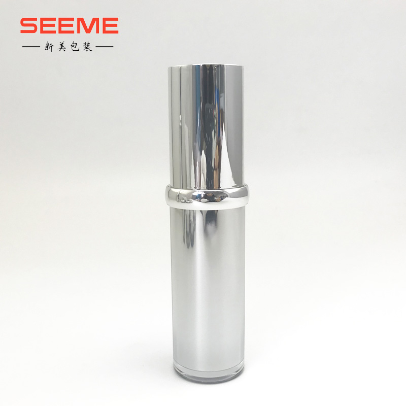 plastic cosmetic lotion pump bottle empty acrylic straight round bottle