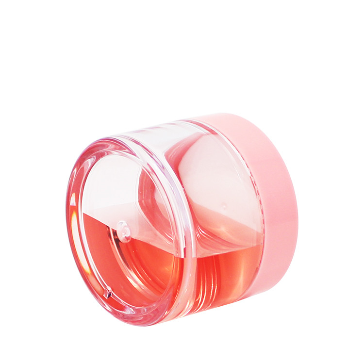 plastic cosmetic packaging double wall pet round transparent face cream jar with abs customized color lid