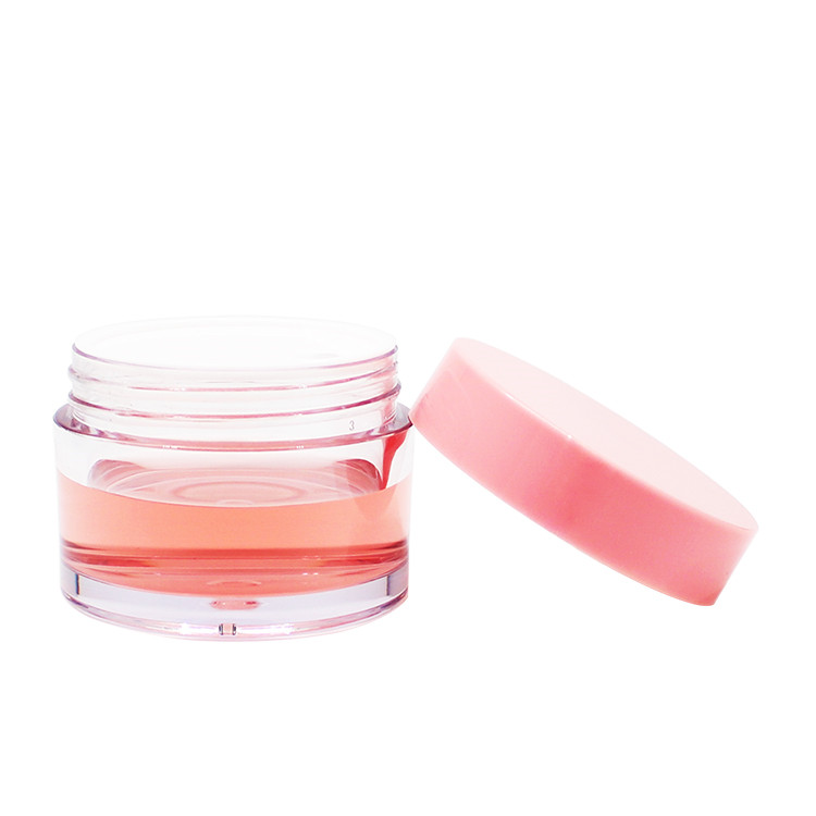 plastic cosmetic packaging double wall pet round transparent face cream jar with abs customized color lid