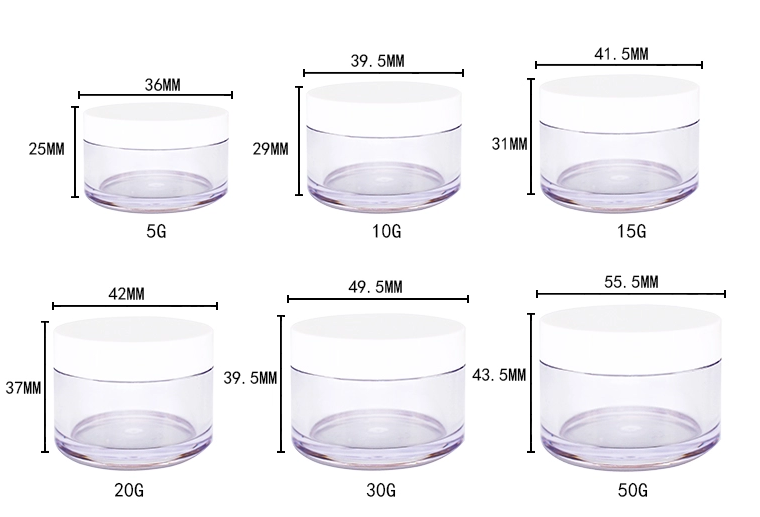plastic cosmetic packaging double wall pet round transparent face cream jar with abs customized color lid