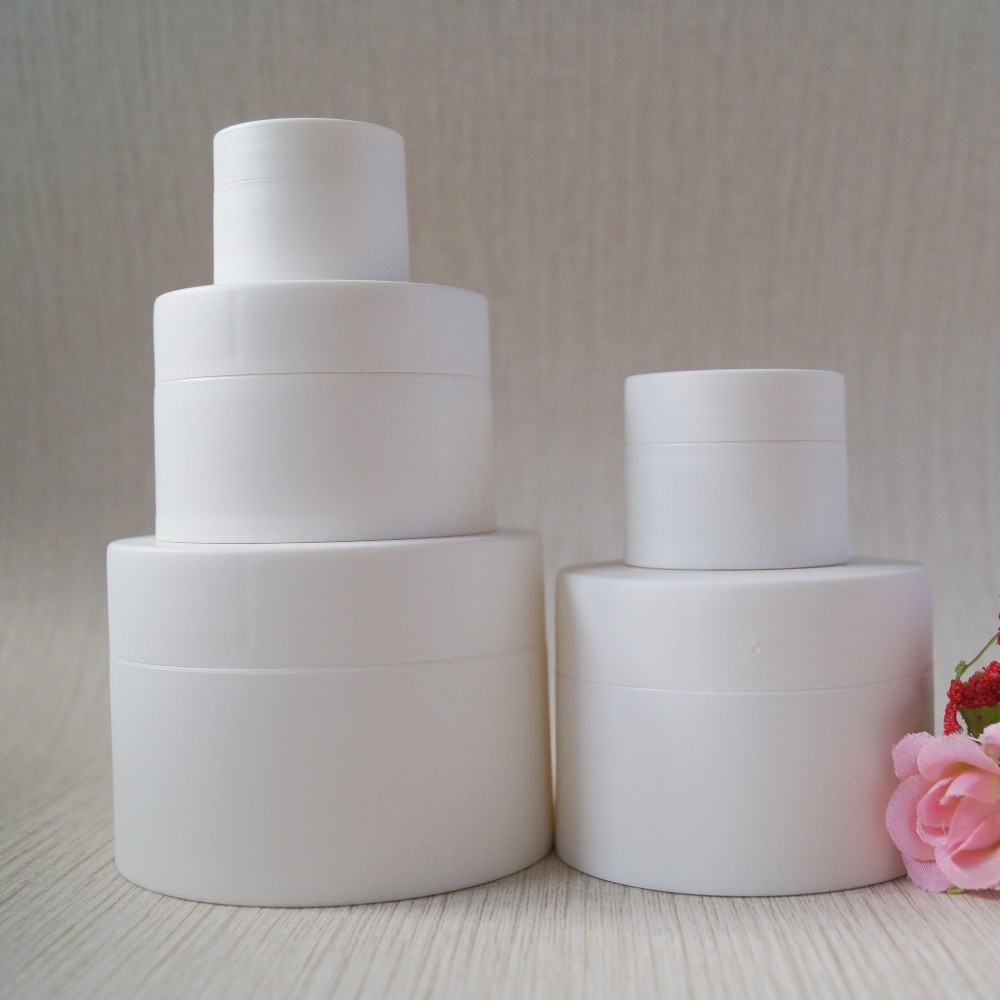 plastic cosmetic packing empty white 80g pp plastic double wall cream jars