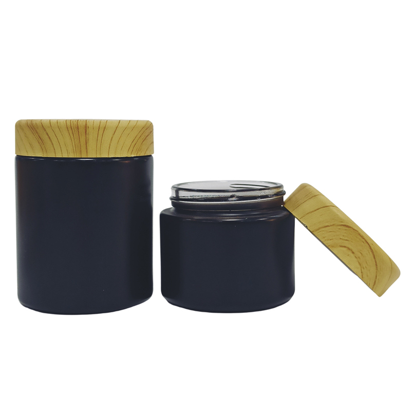 plastic food candy packaging clear frosted amber 100ml 150ml 250ml 500ml pet plastic cosmetic cream jar with bamboo lid