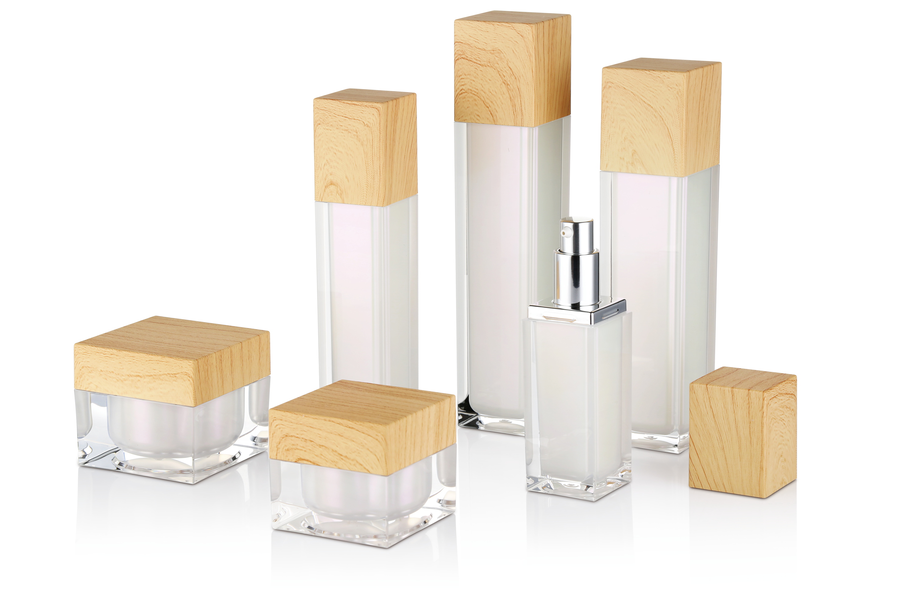 plastic inner lotion container bamboo face cream jar for cosmetic