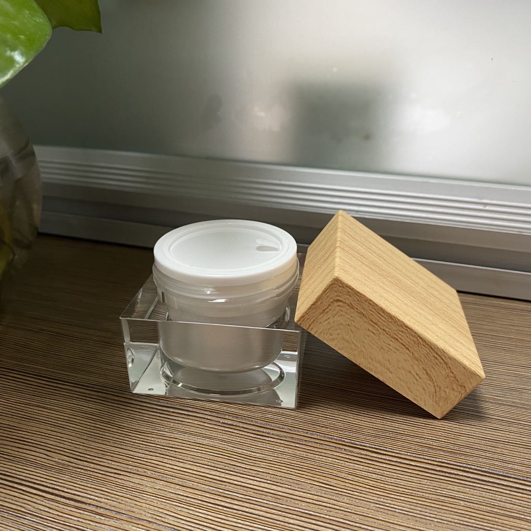 plastic inner lotion container bamboo face cream jar for cosmetic