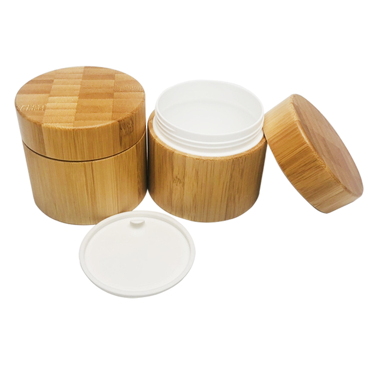 plastic inner lotion container bamboo face cream jar for cosmetic