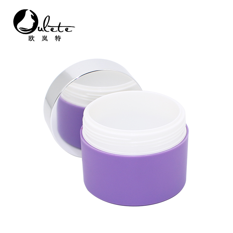 plastic jar container frosted purple empty cosmetic cream jar with silver cap