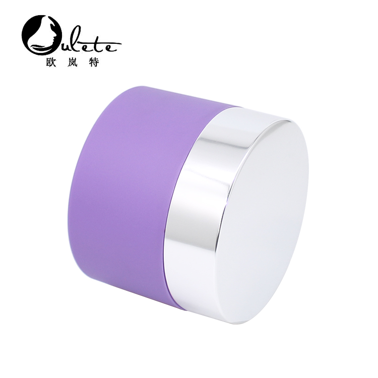 plastic jar container frosted purple empty cosmetic cream jar with silver cap