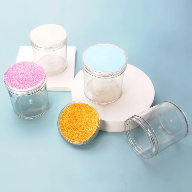 plastic jar with screw lid 68/89 Food Grade PET Wide Mouthed Jar with Color gasket and transparent lid