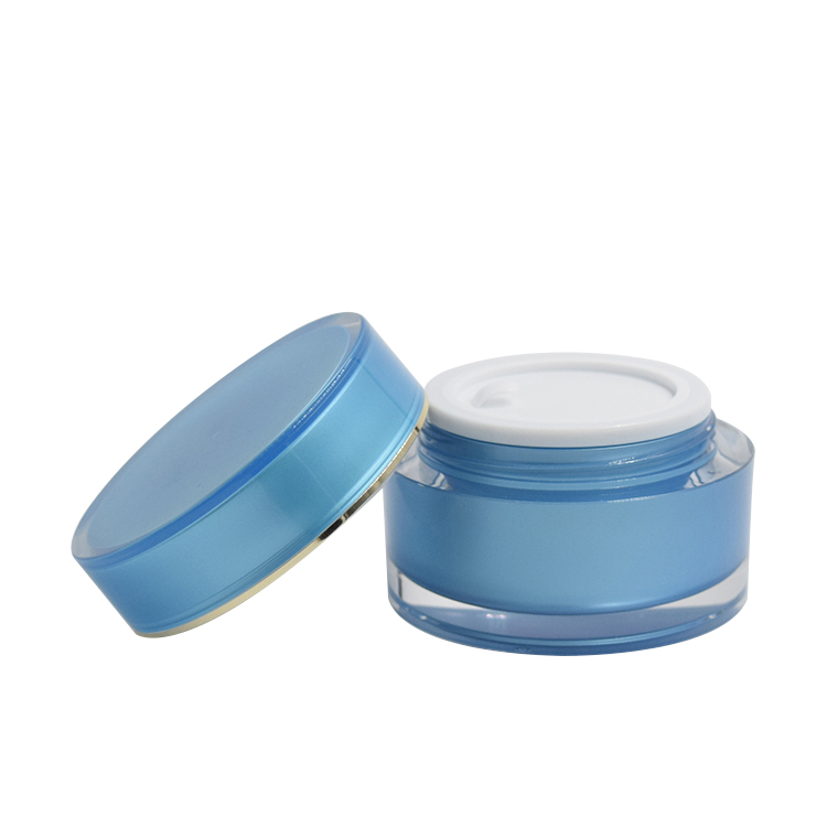 plastic round jar 5ml 10ml 15ml 20ml 30ml 50ml 100ml acrylic packaging cosmetic blue jars for face cream