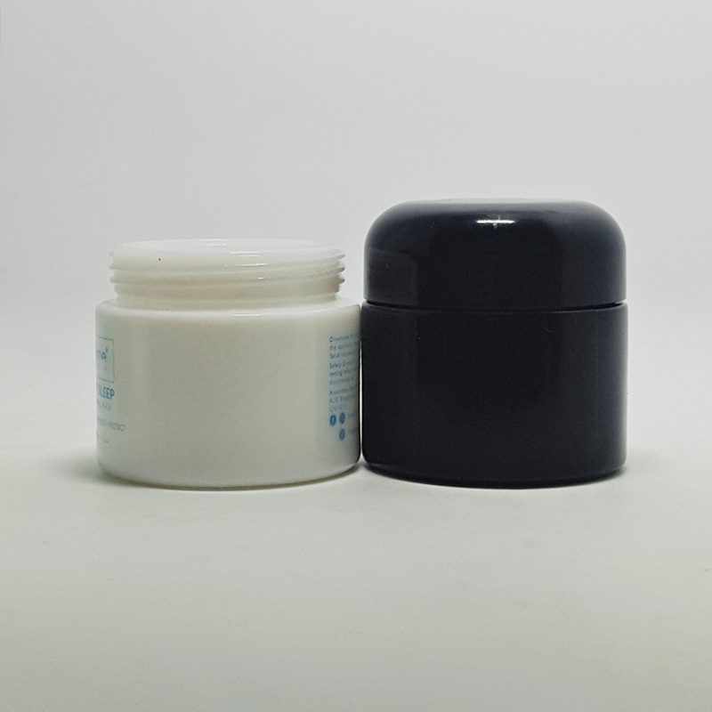 plastic screw lid cosmetic packaging face cream round 50g 50ml custom white and black glass jar