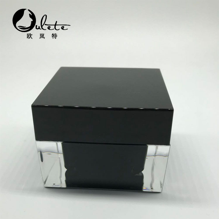 plastic square face cream jars 15g 30g 50g 75g black cosmetic jar with matte black lid