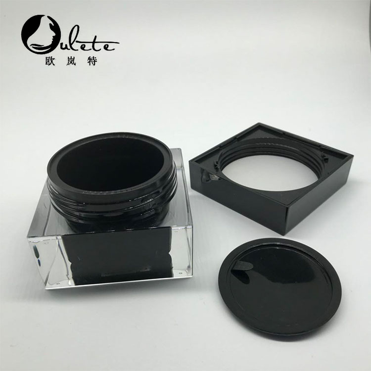 plastic square face cream jars 15g 30g 50g 75g black cosmetic jar with matte black lid