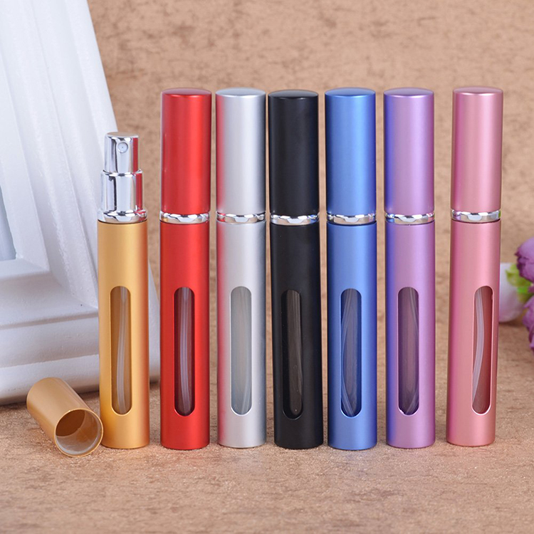 pocket sized perfume bottle mini travel perfume atomizer empty 5ml easy refill aluminum perfume bottles with pump sprayer