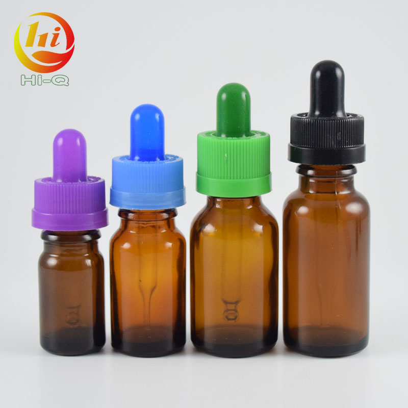 popular 10ml 20ml 30ml 50ml amber e-liquid dropper glass bottle brown essential oil bottle with child proof cap