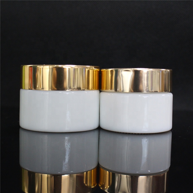popular 30g 50g 100g 200g 8 oz white creamy face mask glass cream jar with gold lid