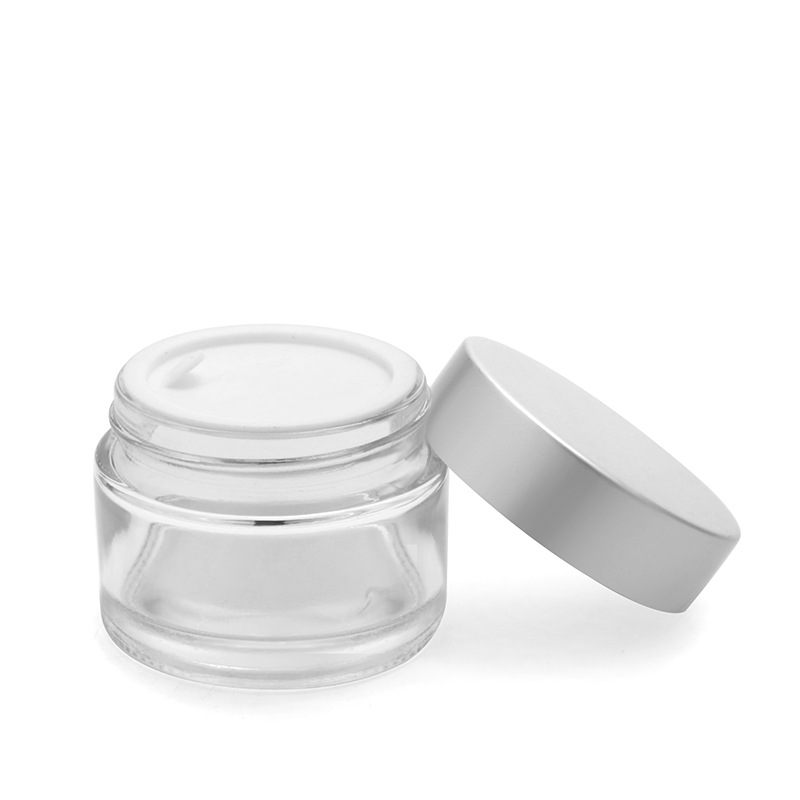 popular Eye cream 15g 20g 30g 50g 100g matte white and clear cosmetics glass jar with gold silver lid