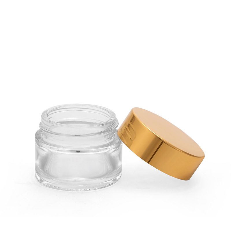 popular Eye cream 15g 20g 30g 50g 100g matte white and clear cosmetics glass jar with gold silver lid