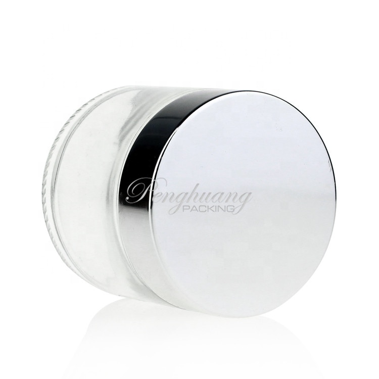 popular clear 2oz 60ml glass cosmetic jar with silver lid for cream guangzhou factory