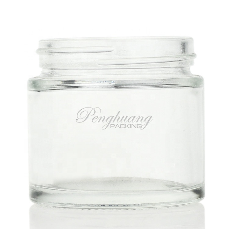 popular clear 2oz 60ml glass cosmetic jar with silver lid for cream guangzhou factory