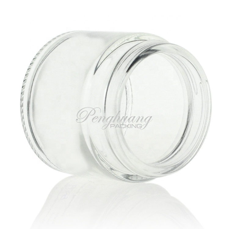 popular clear 2oz 60ml glass cosmetic jar with silver lid for cream guangzhou factory