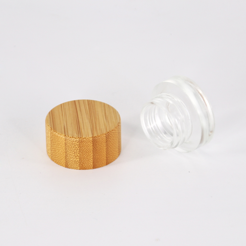 popular clear frosted mold glass 5g 15g 30g 50g 100g cream jar with bamboo wood lid
