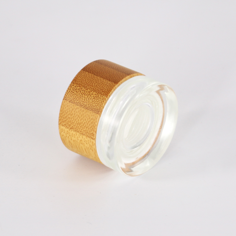 popular clear frosted mold glass 5g 15g 30g 50g 100g cream jar with bamboo wood lid