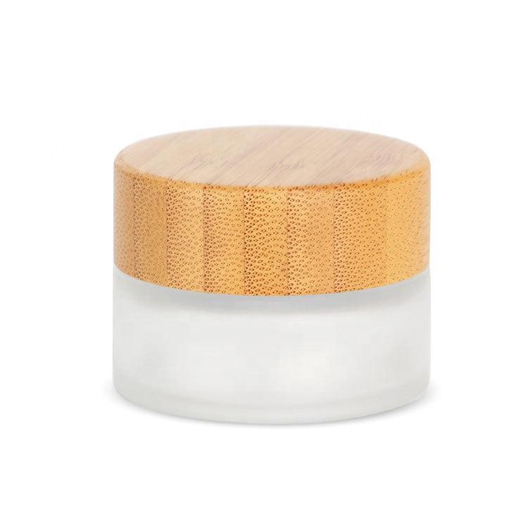 popular clear frosted mold glass jar 5g 15g 30g 50g 100g cream jar with bamboo lid for skincare cream