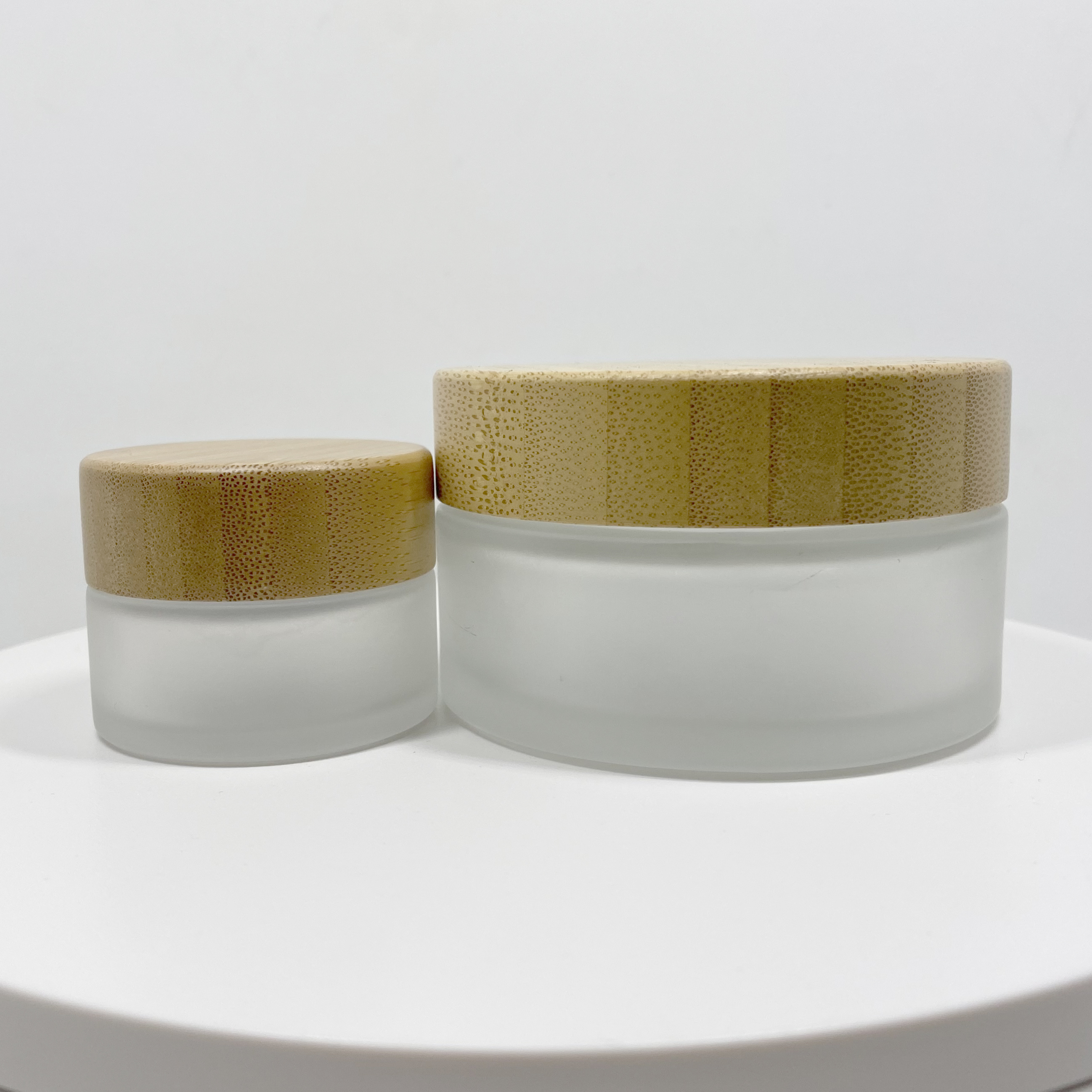 popular clear frosted mold glass jar 5g 15g 30g 50g 100g cream jar with bamboo lid for skincare cream
