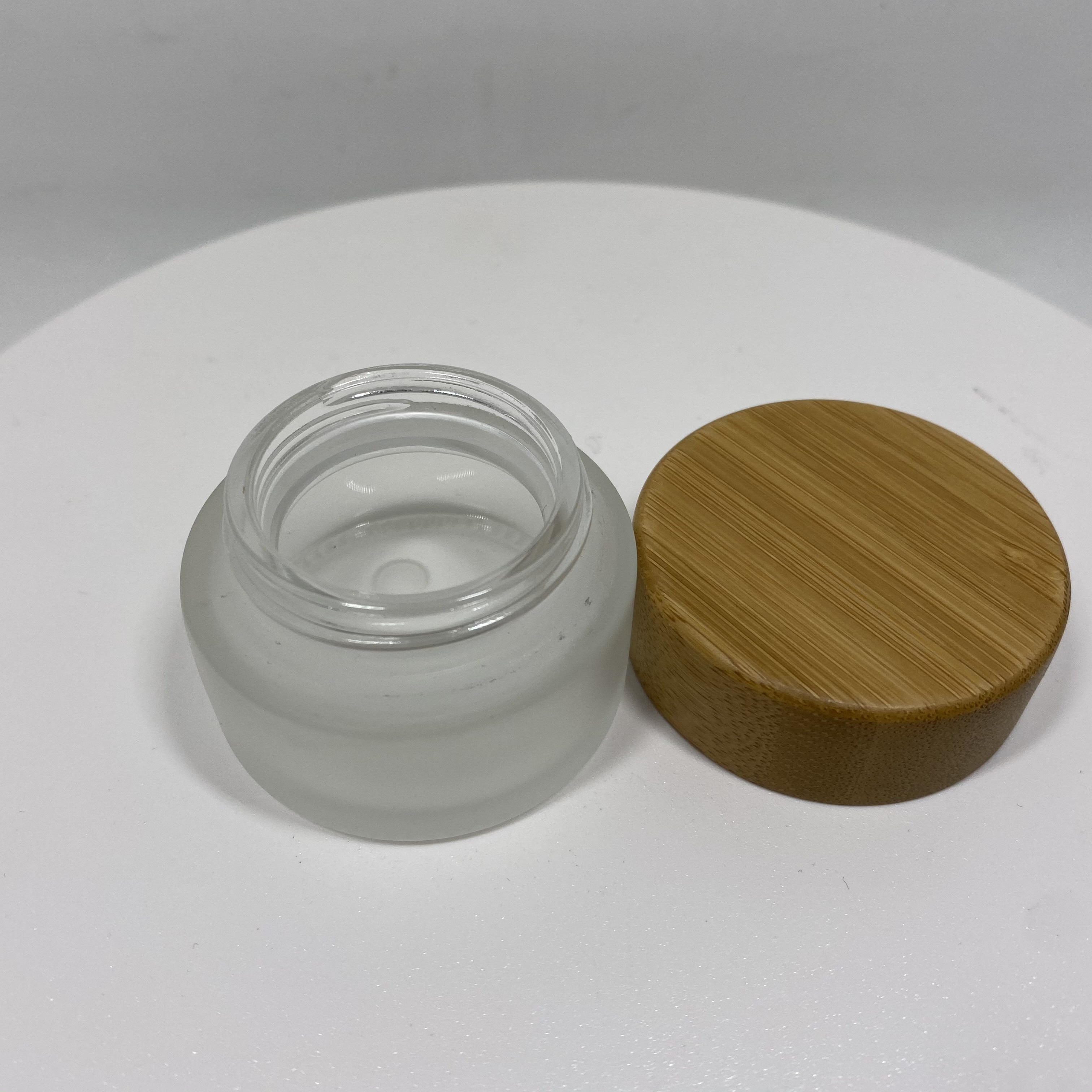 popular clear frosted mold glass jar 5g 15g 30g 50g 100g cream jar with bamboo lid for skincare cream