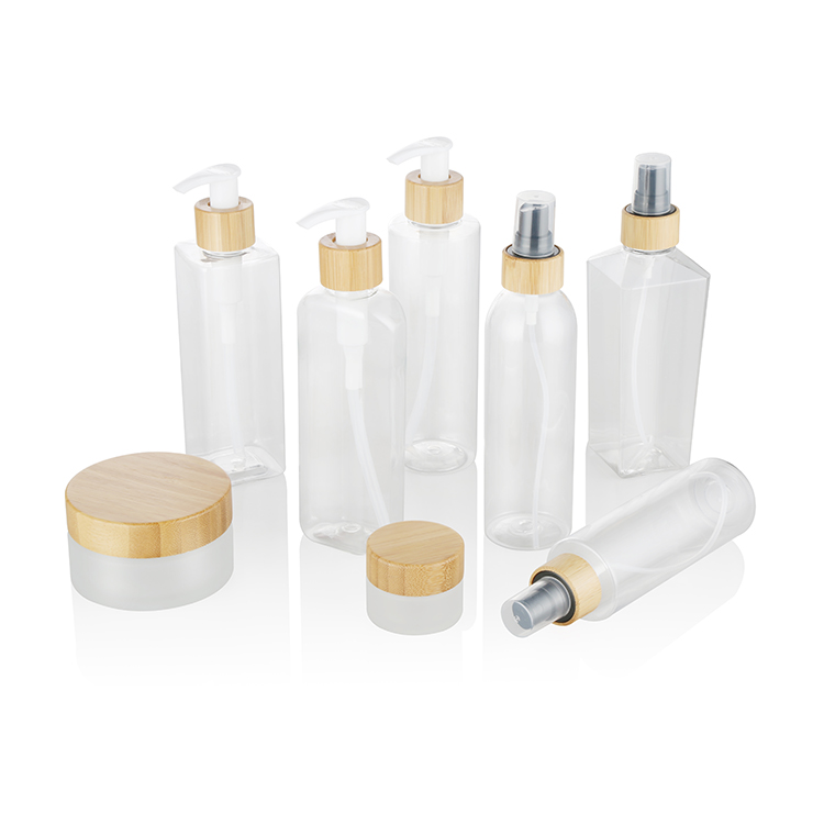 popular cosmetic bamboo jars empty cream glass jar wood lid for skincare